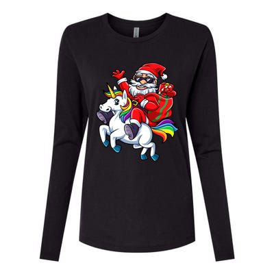 Santa Riding Unicorn Funny Christmas Xmas Santa Claus Meaningful Gift Womens Cotton Relaxed Long Sleeve T-Shirt