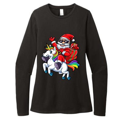 Santa Riding Unicorn Funny Christmas Xmas Santa Claus Meaningful Gift Womens CVC Long Sleeve Shirt