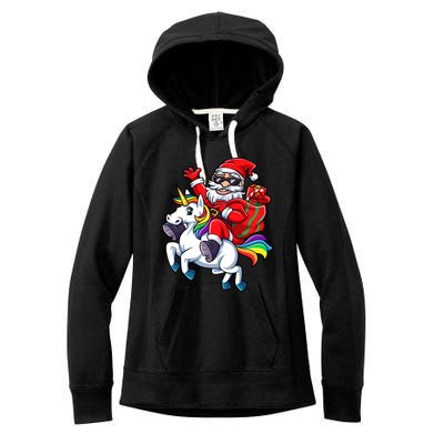 Santa Riding Unicorn Funny Christmas Xmas Santa Claus Meaningful Gift Women's Fleece Hoodie