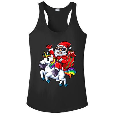 Santa Riding Unicorn Funny Christmas Xmas Santa Claus Meaningful Gift Ladies PosiCharge Competitor Racerback Tank