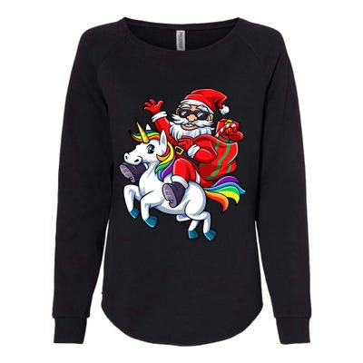 Santa Riding Unicorn Funny Christmas Xmas Santa Claus Meaningful Gift Womens California Wash Sweatshirt