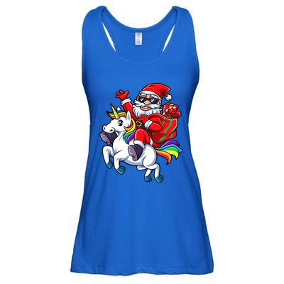 Santa Riding Unicorn Funny Christmas Xmas Santa Claus Meaningful Gift Ladies Essential Flowy Tank