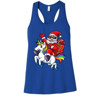 Santa Riding Unicorn Funny Christmas Xmas Santa Claus Meaningful Gift Women's Racerback Tank