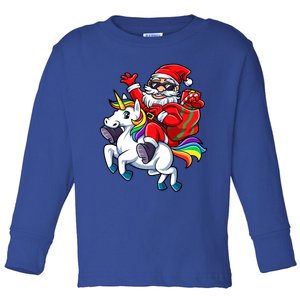 Santa Riding Unicorn Funny Christmas Xmas Santa Claus Meaningful Gift Toddler Long Sleeve Shirt