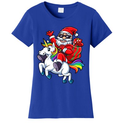 Santa Riding Unicorn Funny Christmas Xmas Santa Claus Meaningful Gift Women's T-Shirt