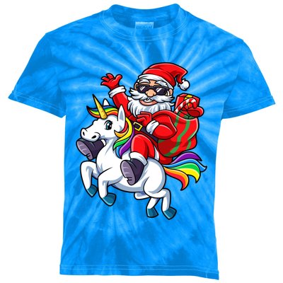 Santa Riding Unicorn Funny Christmas Xmas Santa Claus Meaningful Gift Kids Tie-Dye T-Shirt