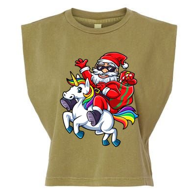 Santa Riding Unicorn Funny Christmas Xmas Santa Claus Meaningful Gift Garment-Dyed Women's Muscle Tee