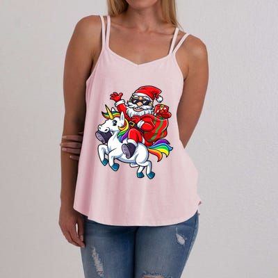 Santa Riding Unicorn Funny Christmas Xmas Santa Claus Meaningful Gift Women's Strappy Tank