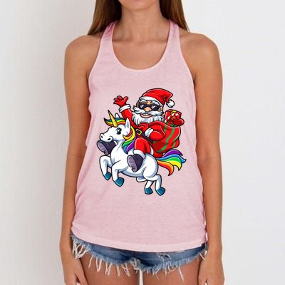 Santa Riding Unicorn Funny Christmas Xmas Santa Claus Meaningful Gift Women's Knotted Racerback Tank