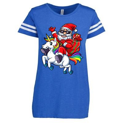 Santa Riding Unicorn Funny Christmas Xmas Santa Claus Meaningful Gift Enza Ladies Jersey Football T-Shirt