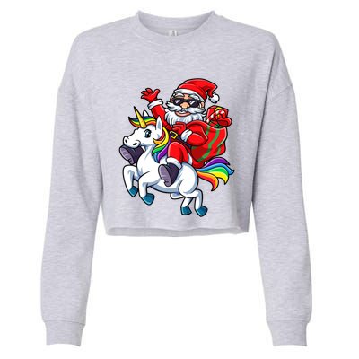 Santa Riding Unicorn Funny Christmas Xmas Santa Claus Meaningful Gift Cropped Pullover Crew