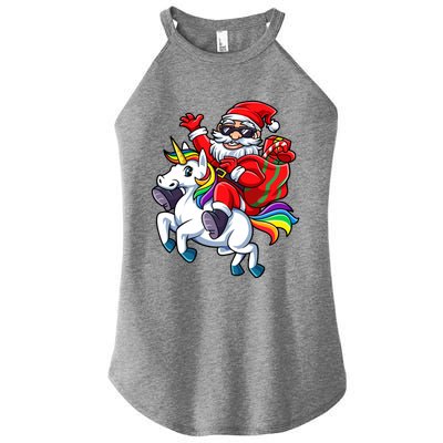 Santa Riding Unicorn Funny Christmas Xmas Santa Claus Meaningful Gift Women's Perfect Tri Rocker Tank