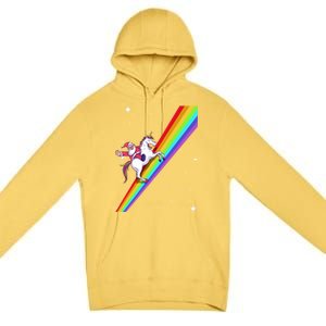 Santa Riding Unicorn Rainbow Xmas Christmas Matching Outfit Gift Premium Pullover Hoodie