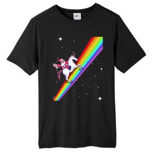 Santa Riding Unicorn Rainbow Xmas Christmas Matching Outfit Gift Tall Fusion ChromaSoft Performance T-Shirt