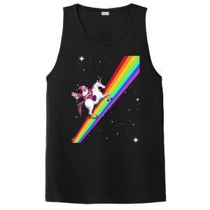 Santa Riding Unicorn Rainbow Xmas Christmas Matching Outfit Gift PosiCharge Competitor Tank