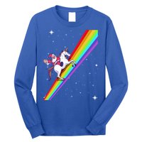 Santa Riding Unicorn Rainbow Xmas Christmas Matching Outfit Gift Long Sleeve Shirt