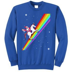 Santa Riding Unicorn Rainbow Xmas Christmas Matching Outfit Gift Sweatshirt