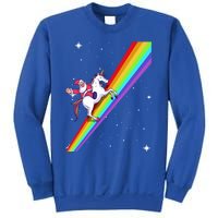 Santa Riding Unicorn Rainbow Xmas Christmas Matching Outfit Gift Sweatshirt