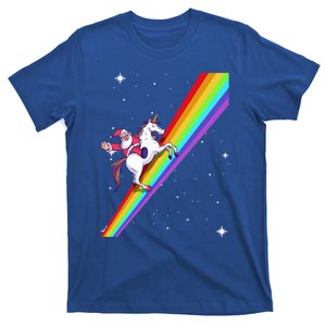 Santa Riding Unicorn Rainbow Xmas Christmas Matching Outfit Gift T-Shirt