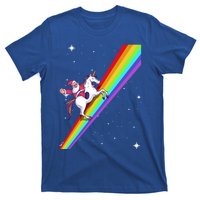 Santa Riding Unicorn Rainbow Xmas Christmas Matching Outfit Gift T-Shirt