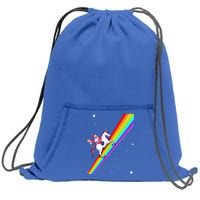 Santa Riding Unicorn Rainbow Xmas Christmas Matching Outfit Gift Sweatshirt Cinch Pack Bag