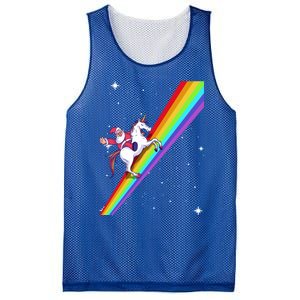 Santa Riding Unicorn Rainbow Xmas Christmas Matching Outfit Gift Mesh Reversible Basketball Jersey Tank