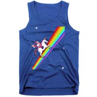 Santa Riding Unicorn Rainbow Xmas Christmas Matching Outfit Gift Tank Top