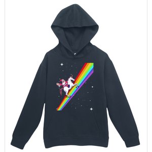 Santa Riding Unicorn Rainbow Xmas Christmas Matching Outfit Gift Urban Pullover Hoodie