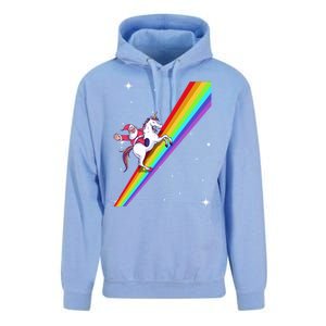 Santa Riding Unicorn Rainbow Xmas Christmas Matching Outfit Gift Unisex Surf Hoodie