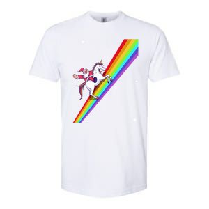 Santa Riding Unicorn Rainbow Xmas Christmas Matching Outfit Gift Softstyle CVC T-Shirt