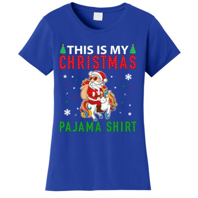 Santa Riding Unicorn This Is My Christmas Pajama Xmas Funny Gift Women's T-Shirt