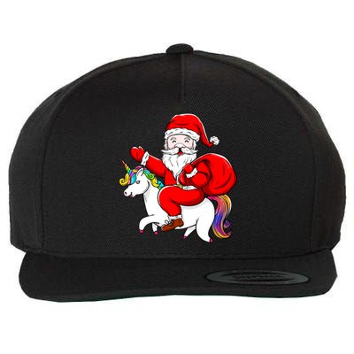 Santa Riding Unicorn Christmas Funny Gift Funny Xmas Meaningful Gift Wool Snapback Cap