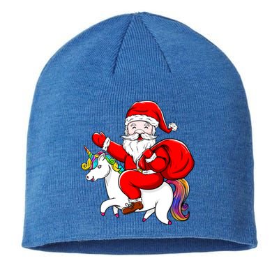 Santa Riding Unicorn Christmas Funny Gift Funny Xmas Meaningful Gift Sustainable Beanie