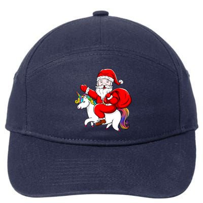 Santa Riding Unicorn Christmas Funny Gift Funny Xmas Meaningful Gift 7-Panel Snapback Hat