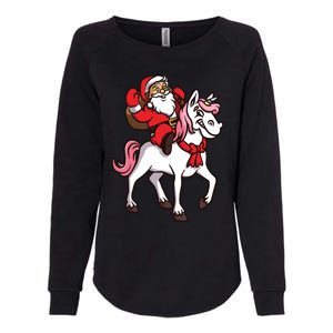 Santa Riding Unicorn Xmas Chrismas Gift Womens California Wash Sweatshirt