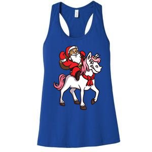 Santa Riding Unicorn Xmas Chrismas Gift Women's Racerback Tank