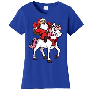 Santa Riding Unicorn Xmas Chrismas Gift Women's T-Shirt