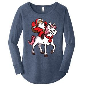 Santa Riding Unicorn Xmas Chrismas Gift Women's Perfect Tri Tunic Long Sleeve Shirt