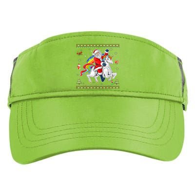 Santa Riding Unicorn Merry Christmas Xmas Sweater Ugly Adult Drive Performance Visor