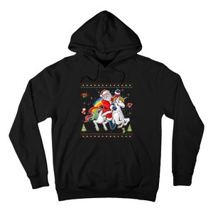 Santa Riding Unicorn Merry Christmas Xmas Sweater Ugly Hoodie