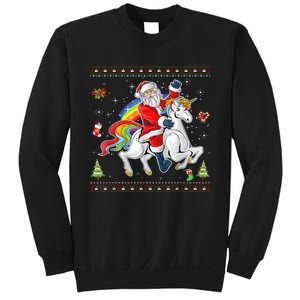 Santa Riding Unicorn Merry Christmas Xmas Sweater Ugly Sweatshirt