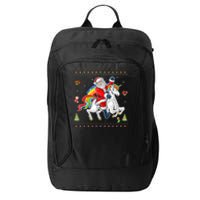 Santa Riding Unicorn Merry Christmas Xmas Sweater Ugly City Backpack