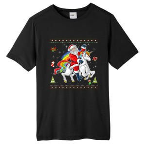 Santa Riding Unicorn Merry Christmas Xmas Sweater Ugly Tall Fusion ChromaSoft Performance T-Shirt