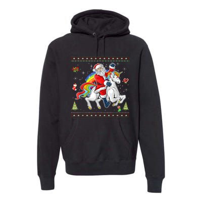 Santa Riding Unicorn Merry Christmas Xmas Sweater Ugly Premium Hoodie