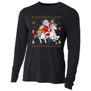 Santa Riding Unicorn Merry Christmas Xmas Sweater Ugly Cooling Performance Long Sleeve Crew