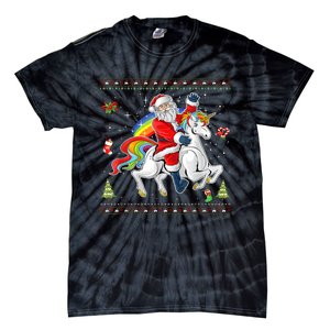 Santa Riding Unicorn Merry Christmas Xmas Sweater Ugly Tie-Dye T-Shirt