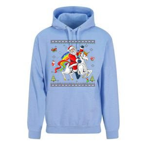 Santa Riding Unicorn Merry Christmas Xmas Sweater Ugly Unisex Surf Hoodie