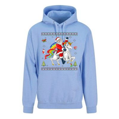 Santa Riding Unicorn Merry Christmas Xmas Sweater Ugly Unisex Surf Hoodie