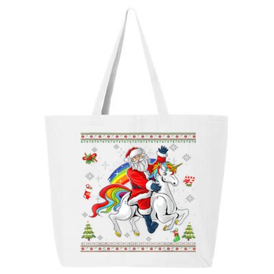 Santa Riding Unicorn Merry Christmas Xmas Sweater Ugly 25L Jumbo Tote