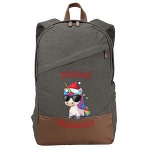 Skibid.I Rizzmas Unicorn Funny Gen Alpha Slang Christmas Rizz Cotton Canvas Backpack